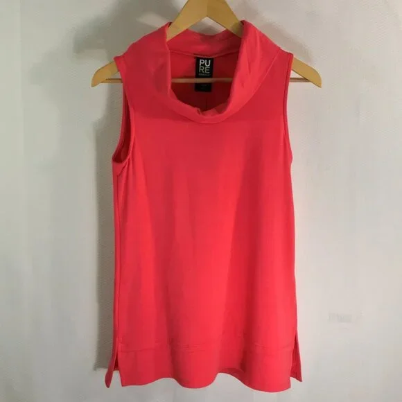 Pure Essence Bamboo Sleeveless Mock Neck Tunic – Coral Pink XS NWT - Picture 3 of 10